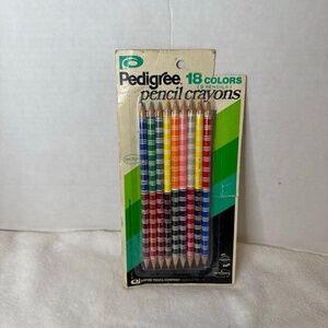 NOS Vintage 1974 Pedigree Pencil Crayons 9ct/18 Colors Empire‎ Pencil Company